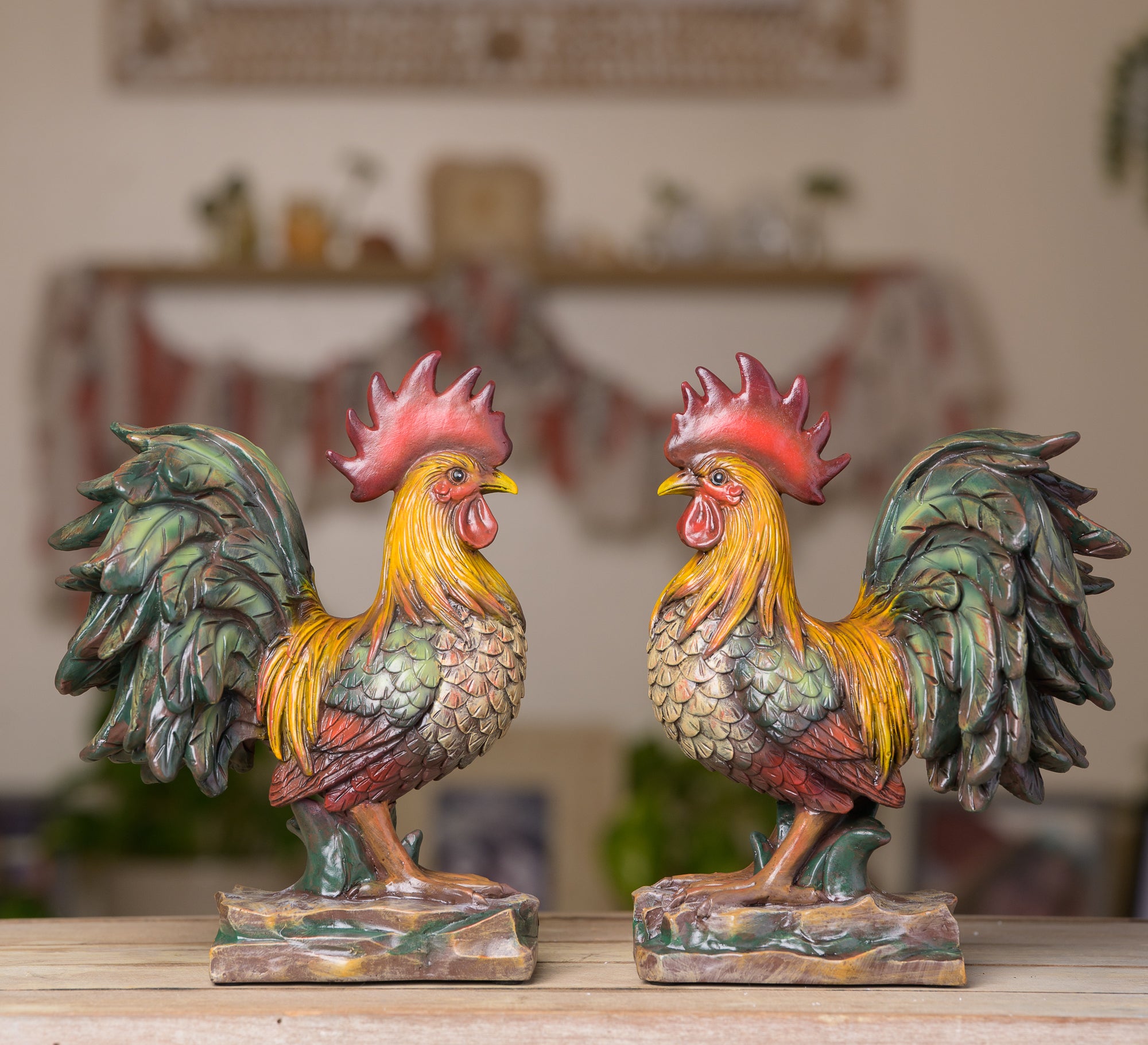 Decorative Roosters/Bookends (2 pack) HANDCRAFTED IN USA